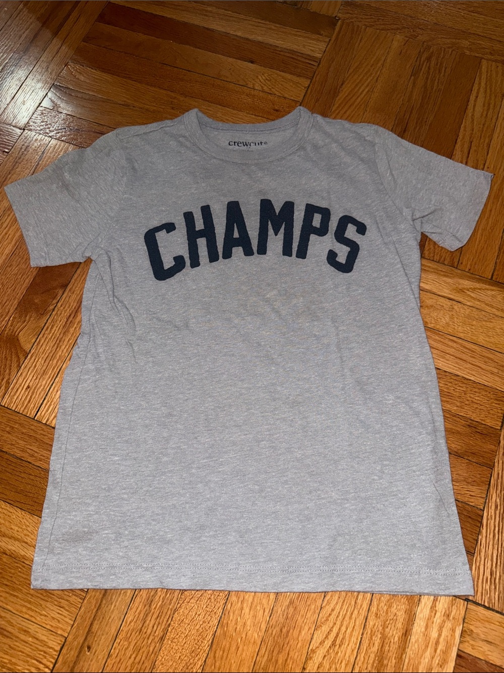 Crewcuts Gray Tee with Navy 'CHAMPS' Logo size 8-9 yrs